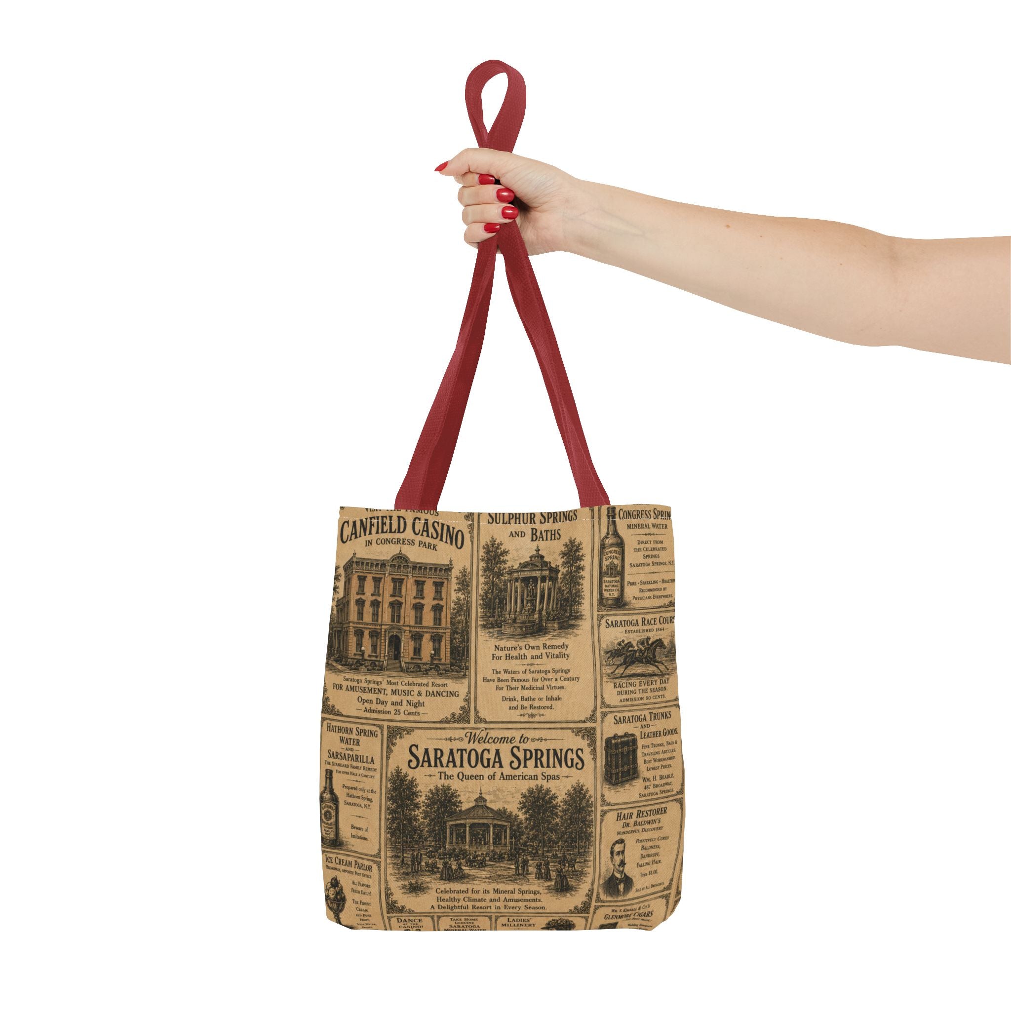 Saratoga Springs Vintage Newspaper Tote Bag