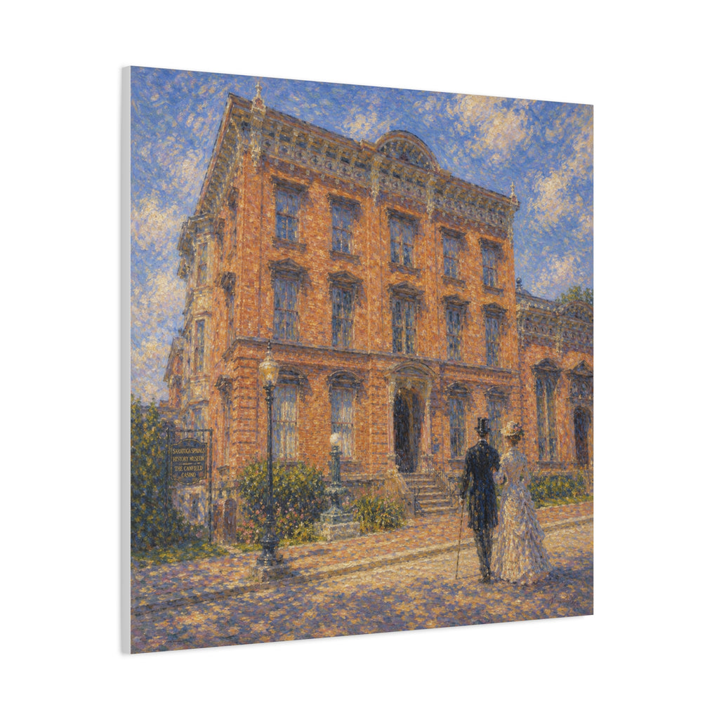 Vintage Saratoga Springs Cityscape Canvas — Romantic Victorian Street Scene, Matte Stretched 1.25"