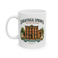 Saratoga Springs Illustrated Ceramic Mug — Congress Park Floral Souvenir (11oz/15oz)
