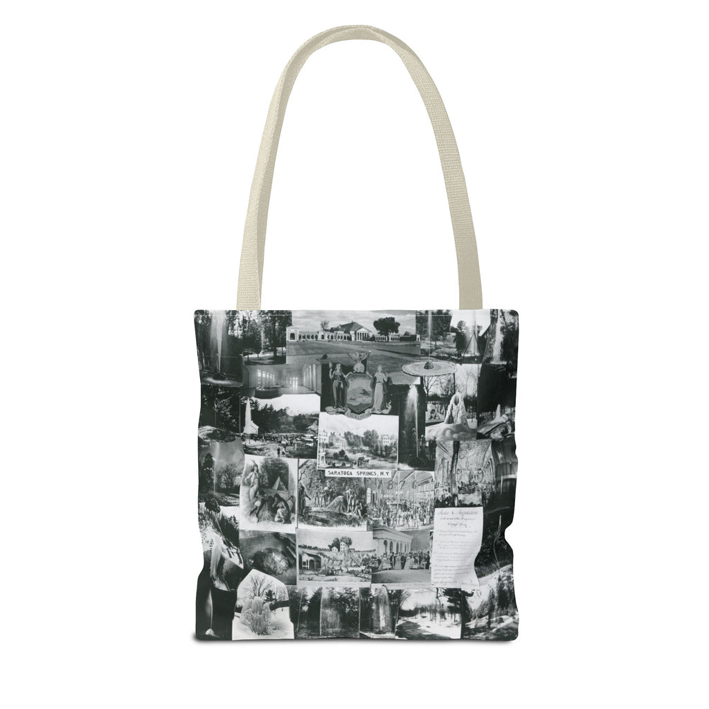 Saratoga Springs Vintage Photo Collage Tote Bag — Black & White Souvenir