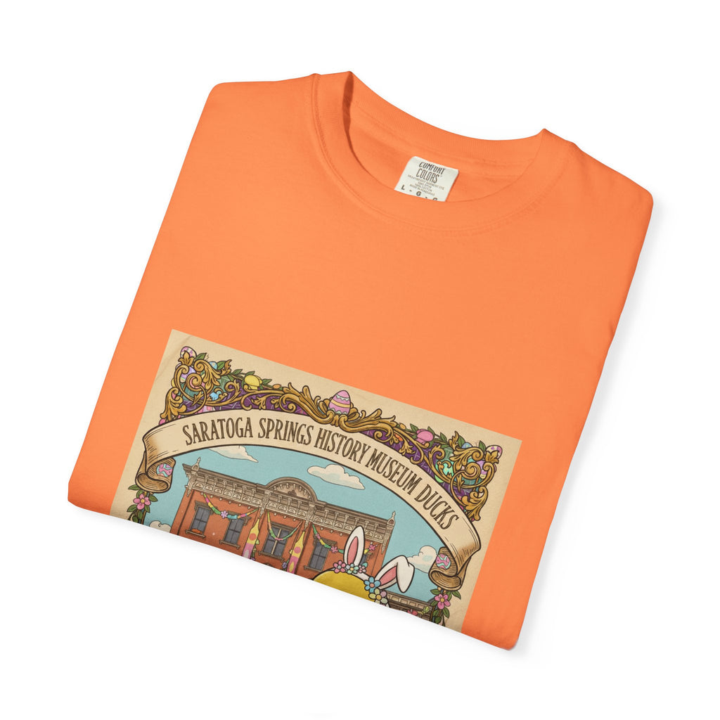 Saratoga Springs History Museum Duckling T-shirt | Easter Bunny Ears, Floral Vintage Illustration