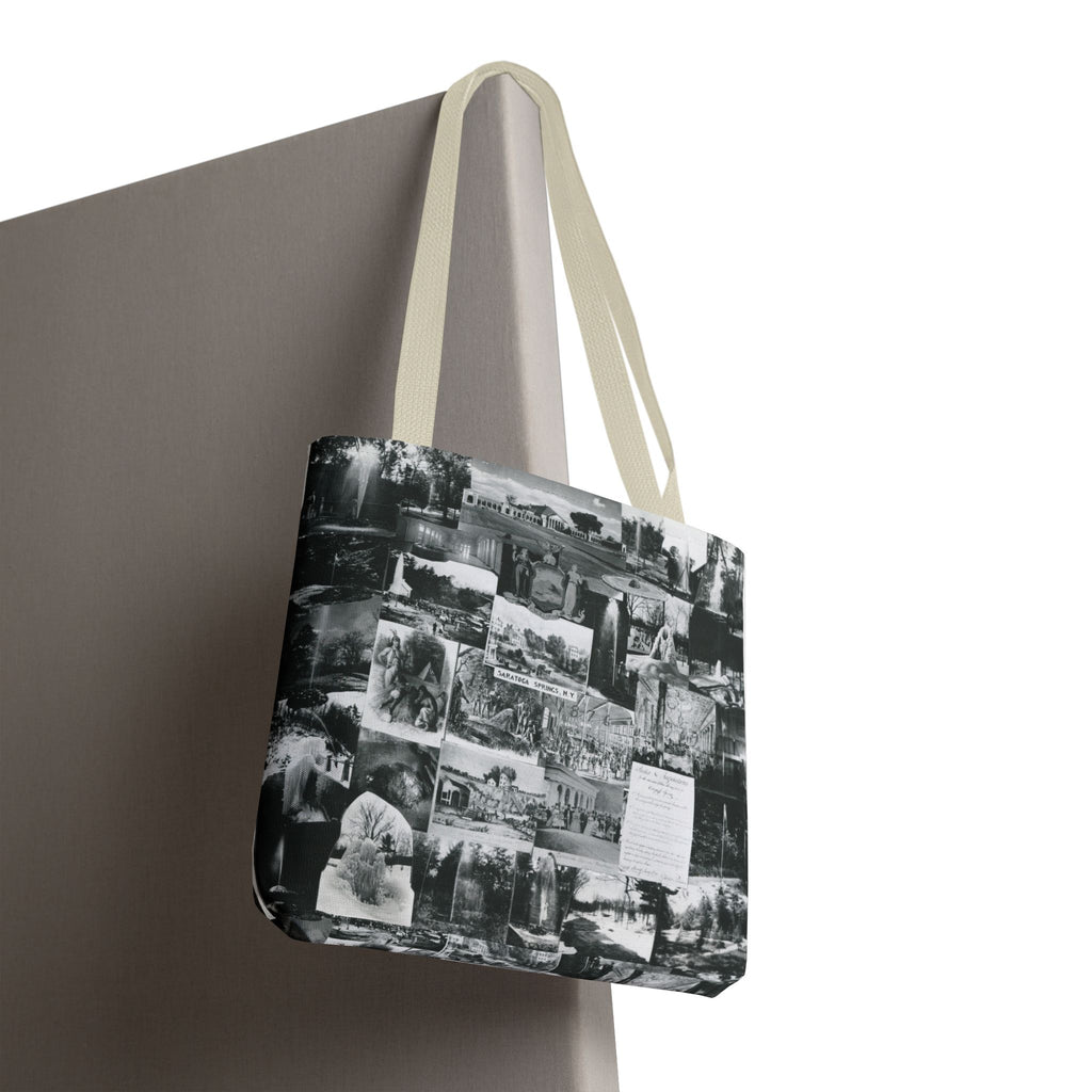 Saratoga Springs Vintage Photo Collage Tote Bag — Black & White Souvenir