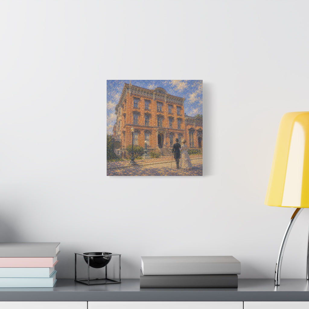 Vintage Saratoga Springs Cityscape Canvas — Romantic Victorian Street Scene, Matte Stretched 1.25"