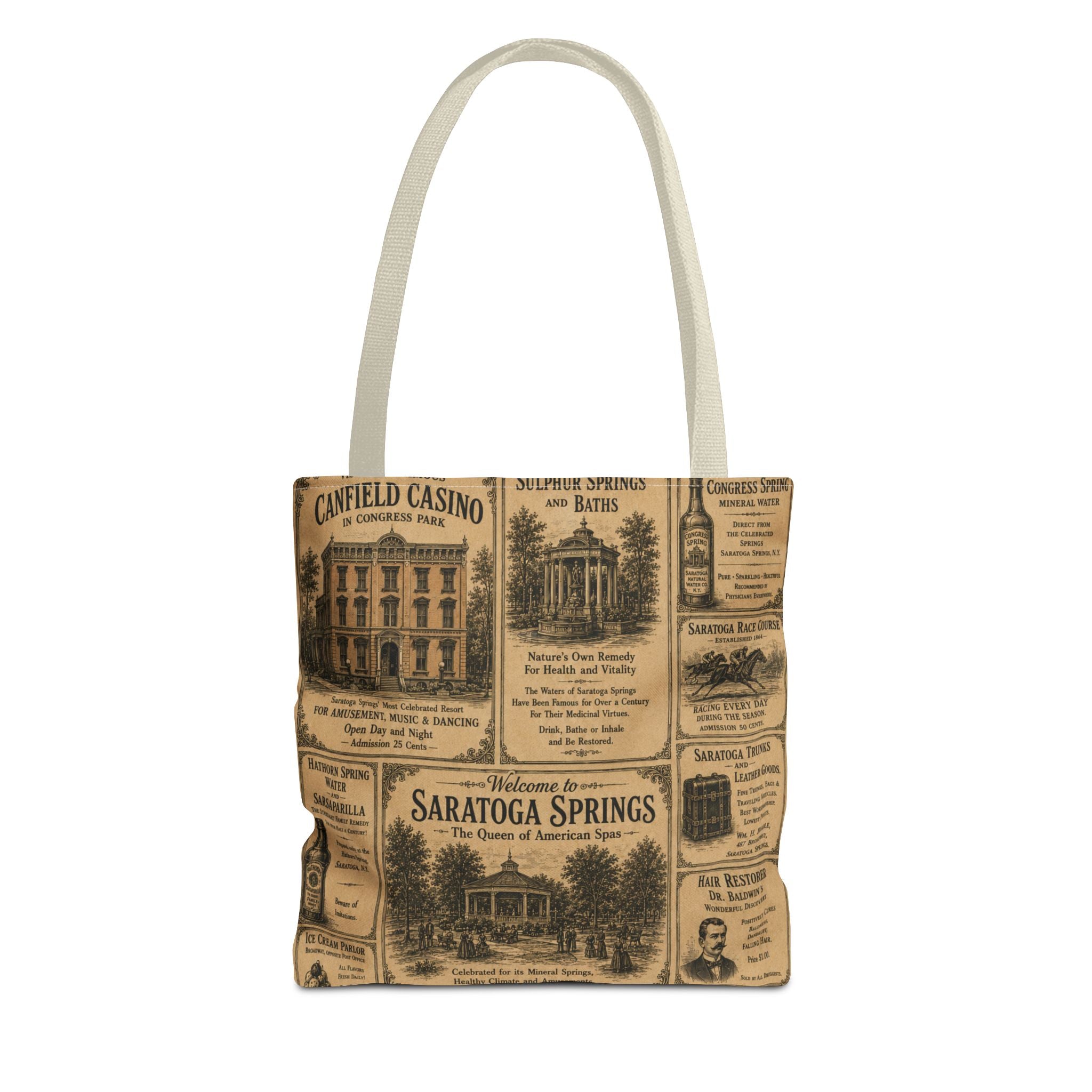 Saratoga Springs Vintage Newspaper Tote Bag