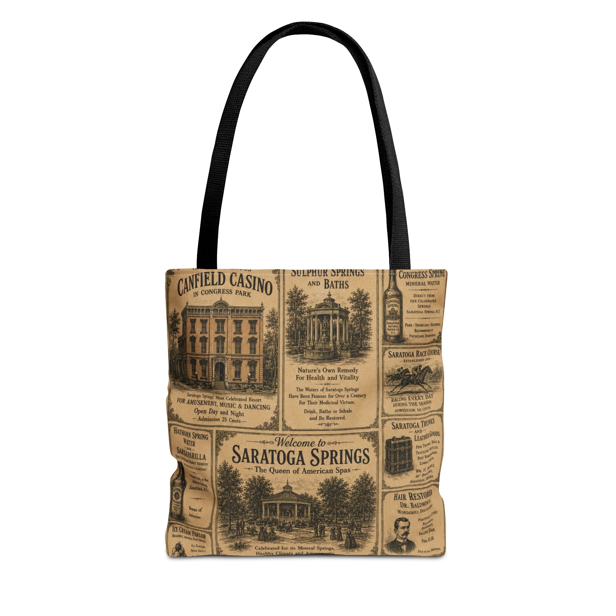 Saratoga Springs Vintage Newspaper Tote Bag