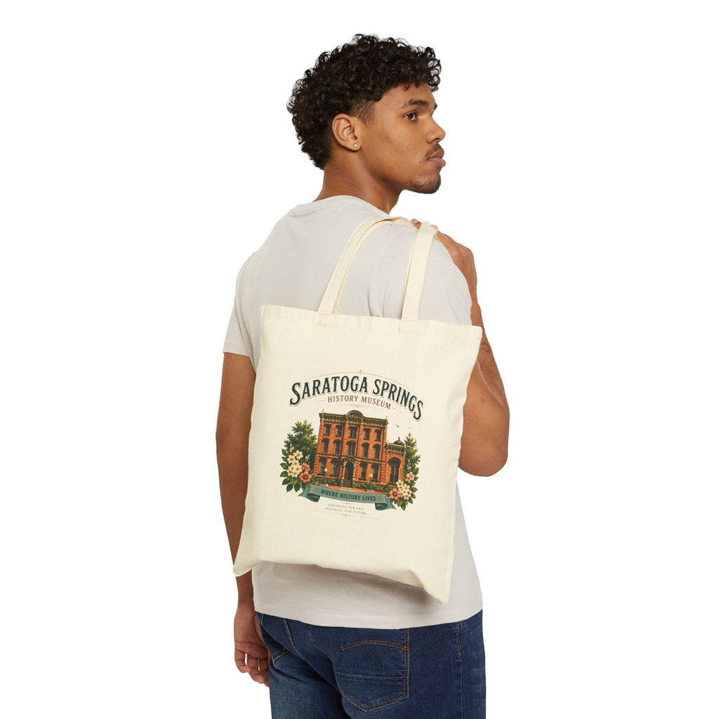 Saratoga Springs History Museum Vintage Building Canvas Tote