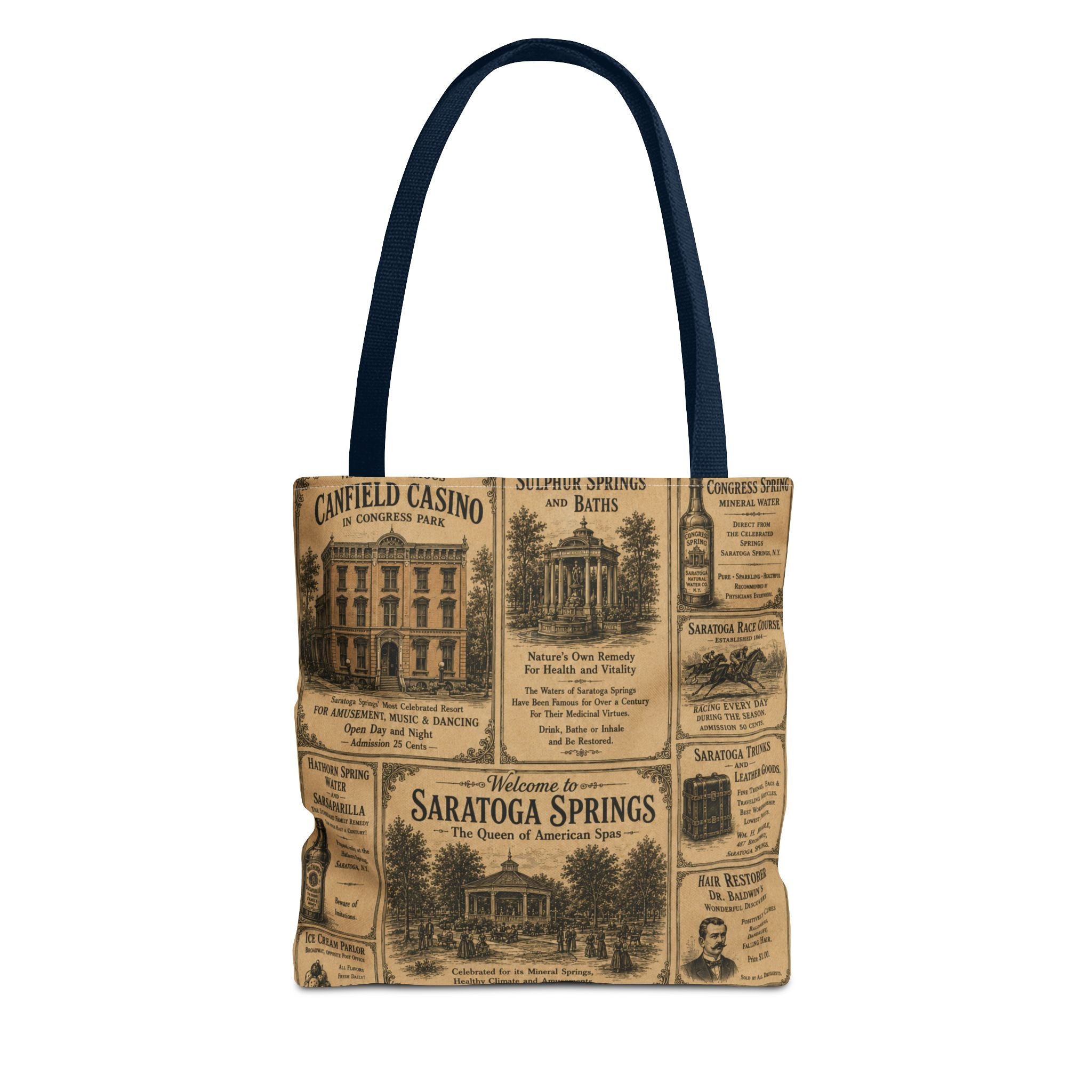 Saratoga Springs Vintage Newspaper Tote Bag
