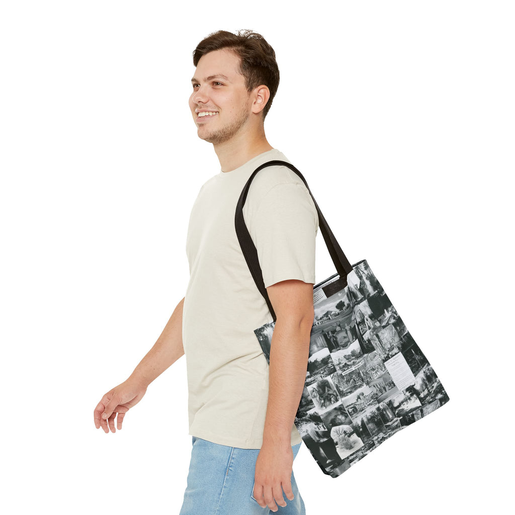 Saratoga Springs Vintage Photo Collage Tote Bag — Black & White Souvenir
