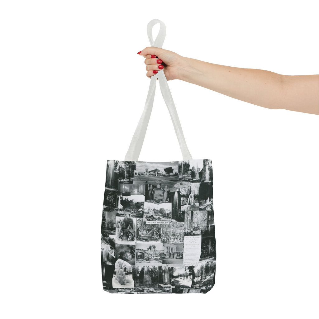 Saratoga Springs Vintage Photo Collage Tote Bag — Black & White Souvenir