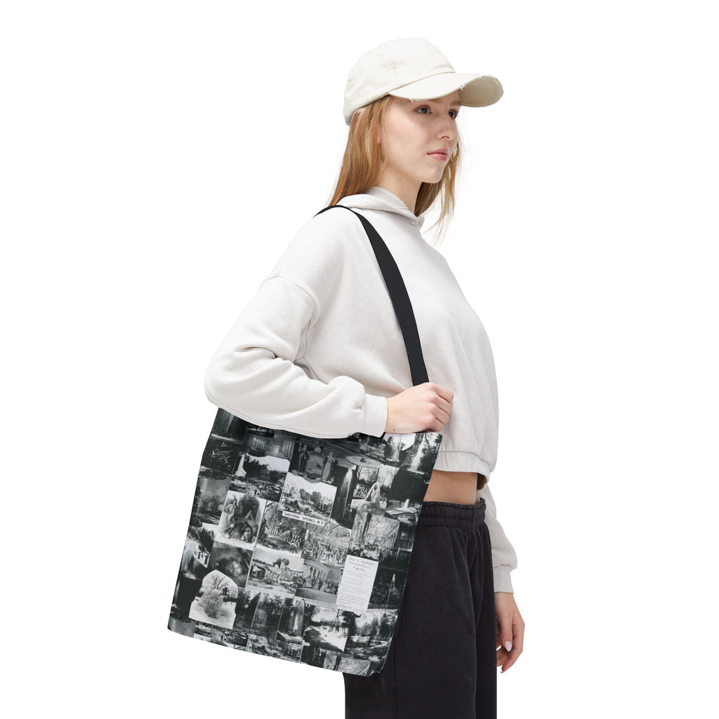 Saratoga Springs Vintage Photo Collage Tote Bag — Black & White Souvenir
